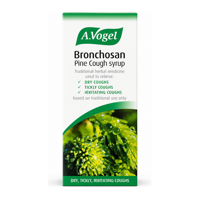 A.Vogel Bronchosan - Pine Cough Syrup by A.Vogel Natural Remedies — front view showing product label and branding, studio product photo on white background