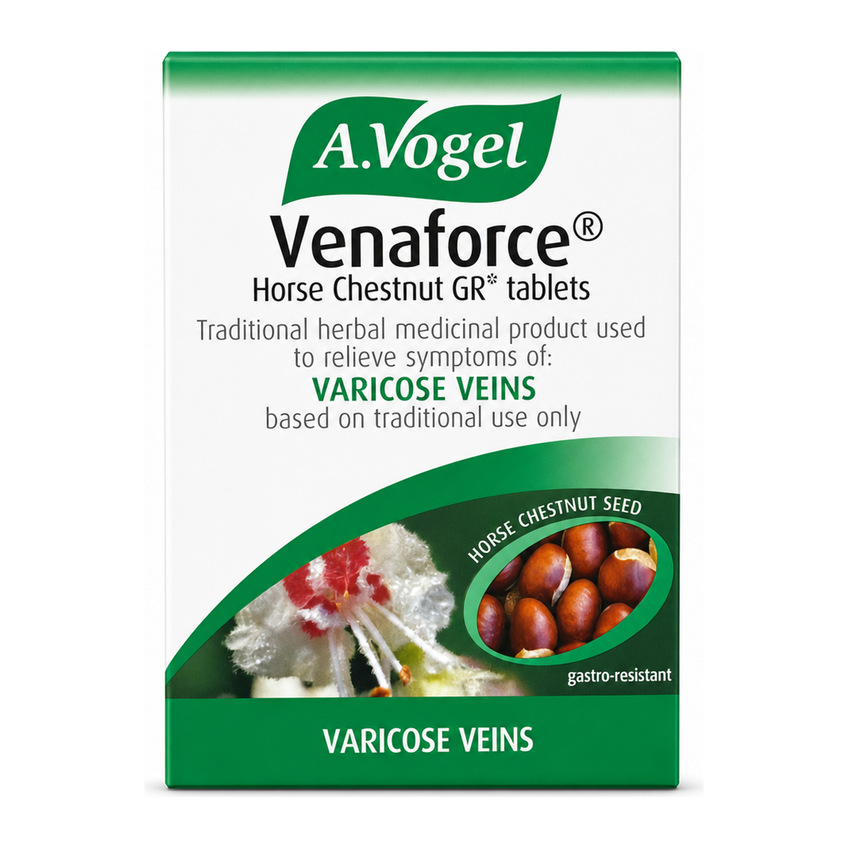 A.Vogel Venaforce Horse Chestnut Tablets by A.Vogel Natural Remedies — front view showing product label and branding, studio product photo on white background