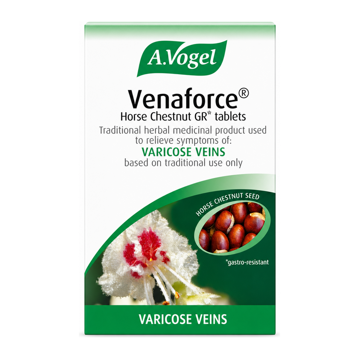 A.Vogel Venaforce tablets by A.Vogel Natural Remedies — front view showing product label and branding, studio product photo on white background