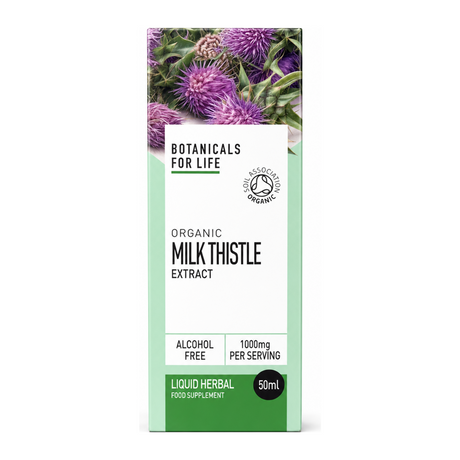Botanicals For Life Organic Milk Thistle Extract by Botanicals For Life Natural Remedies — front view showing product label and branding, studio product photo on white background