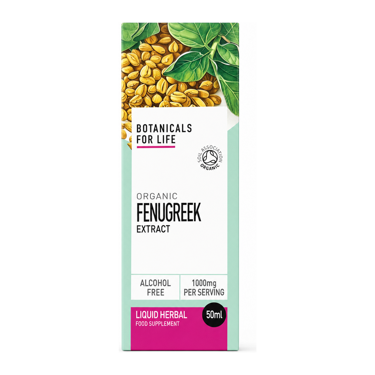 Botanicals For Life Organic Fenugreek Extract 50ml by Botanicals For Life Natural Remedies — front view showing product label and branding, studio product photo on white background