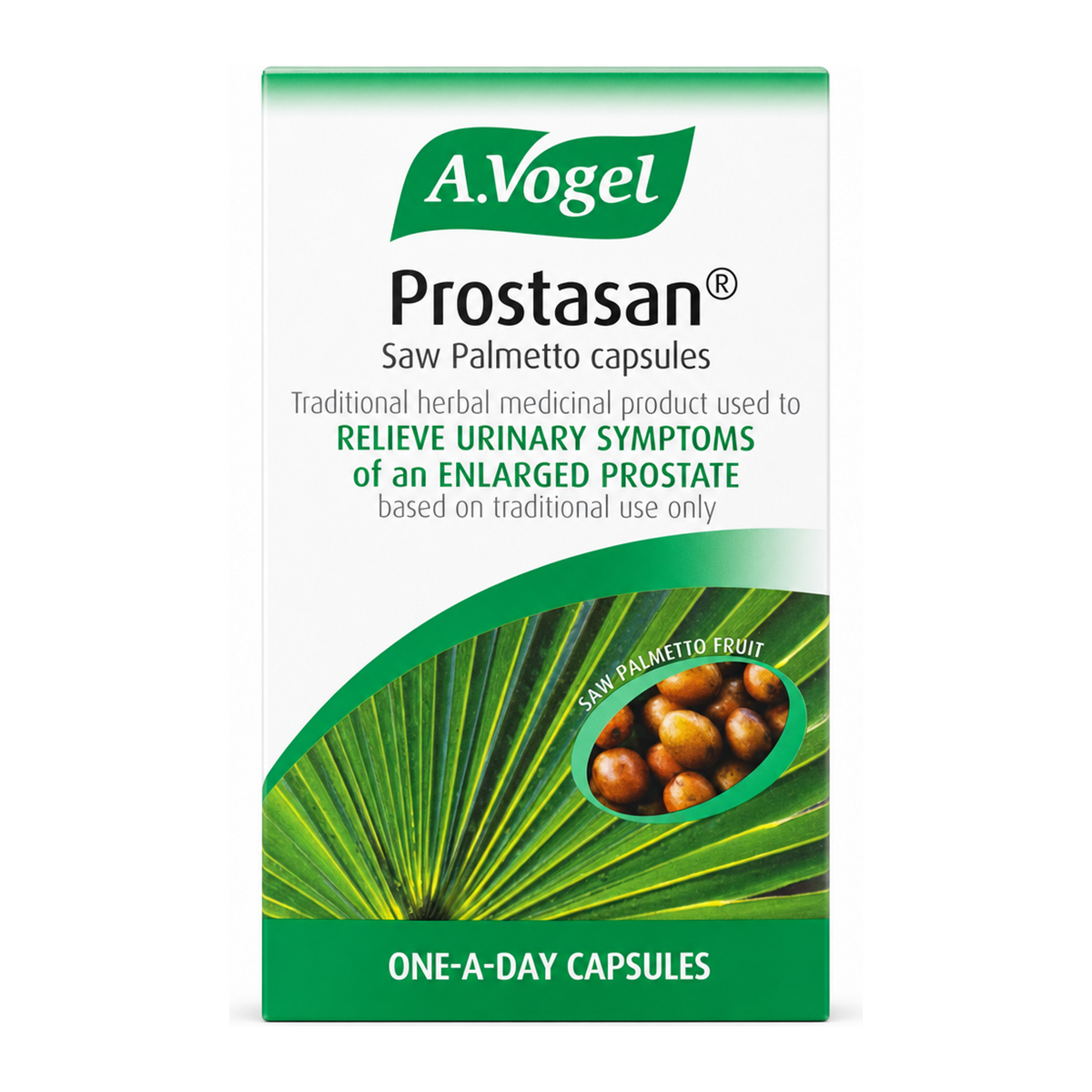 A.Vogel Prostasan Capsules by A.Vogel Natural Remedies — front view showing product label and branding, studio product photo on white background