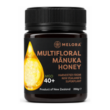 MELORA Manuka Honey 40+MGO by Melora Food & Drinks — front view showing product label and branding, studio product photo on white background