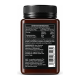 Melora Manuka Honey 300+MGO UMF10+ by Melora — back view showing ingredients and product details, studio product photo on white background
