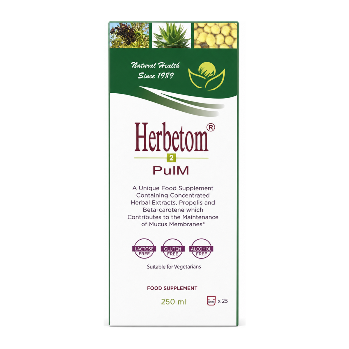 Bioserum Herbetom-2 Pulm by Herbetom Natural Remedies — front view showing product label and branding, studio product photo on white background