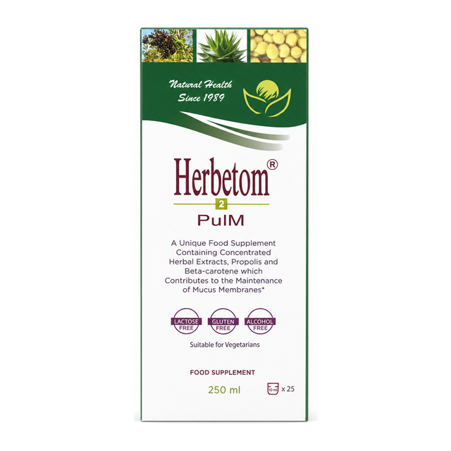 Bioserum Herbetom-2 Pulm by Herbetom Natural Remedies — front view showing product label and branding, studio product photo on white background