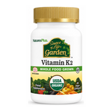 Nature's Plus Source of Life Garden Organic Vitamin K2 120mcg by NaturesPlus Natural Remedies — front view showing product label and branding, studio product photo on white background