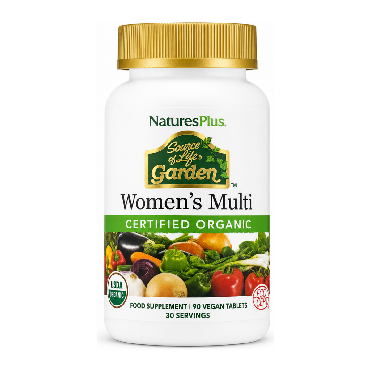 Nature's Plus Source of Life Garden Women's Multi by NaturesPlus Natural Remedies — front view showing product label and branding, studio product photo on white background