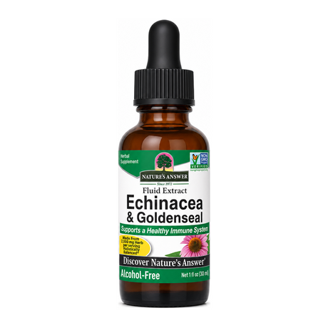 Echinacea & Goldenseal Root Liquid Extract by Nature's Answer Natural Remedies — front view showing product label and branding, studio product photo on white background