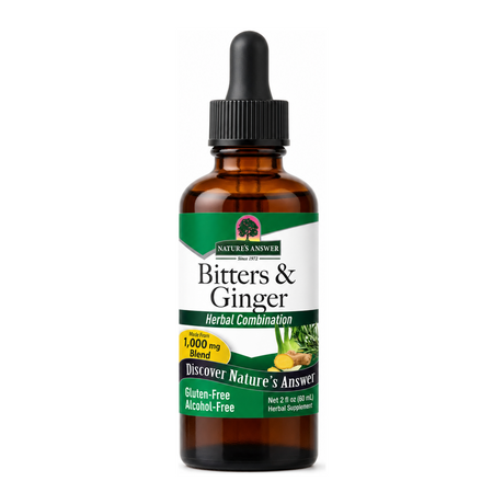 NATURE'S ANSWER Ginger Bitters (Alcohol Free) by Nature's Answer Natural Remedies — front view showing product label and branding, studio product photo on white background