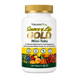 Nature's Plus Source of Life Gold Mini Tabs by NaturesPlus Natural Remedies — front view showing product label and branding, studio product photo on white background