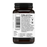 Viridian HIGH TWO B2 B Complex by Viridian Natural Remedies — back view showing ingredients and product details, studio product photo on white background