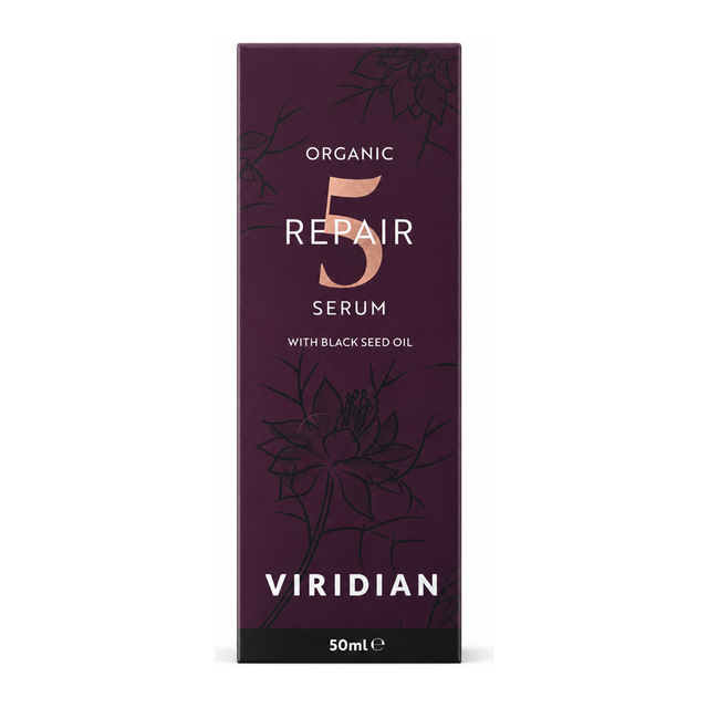 Viridian Organic Repair 5 Serum by Viridian Natural Beauty — front view showing product label and branding, studio product photo on white background