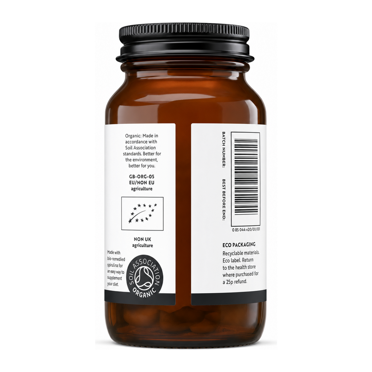 Viridian Organic Black Seed 450mg by Viridian Natural Remedies — back view showing ingredients and product details, studio product photo on white background