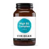 Viridian HIGH FIVE B-Complex plus Vitamin C by Viridian Natural Remedies — front view showing product label and branding, studio product photo on white background