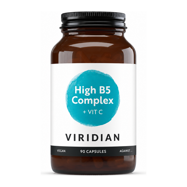 Viridian HIGH FIVE B-Complex plus Vitamin C by Viridian Natural Remedies — front view showing product label and branding, studio product photo on white background