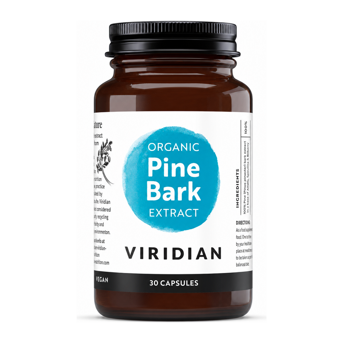 Viridian Organic High Potency Pine Bark Extract 100mg by Viridian Natural Remedies — front view showing product label and branding, studio product photo on white background