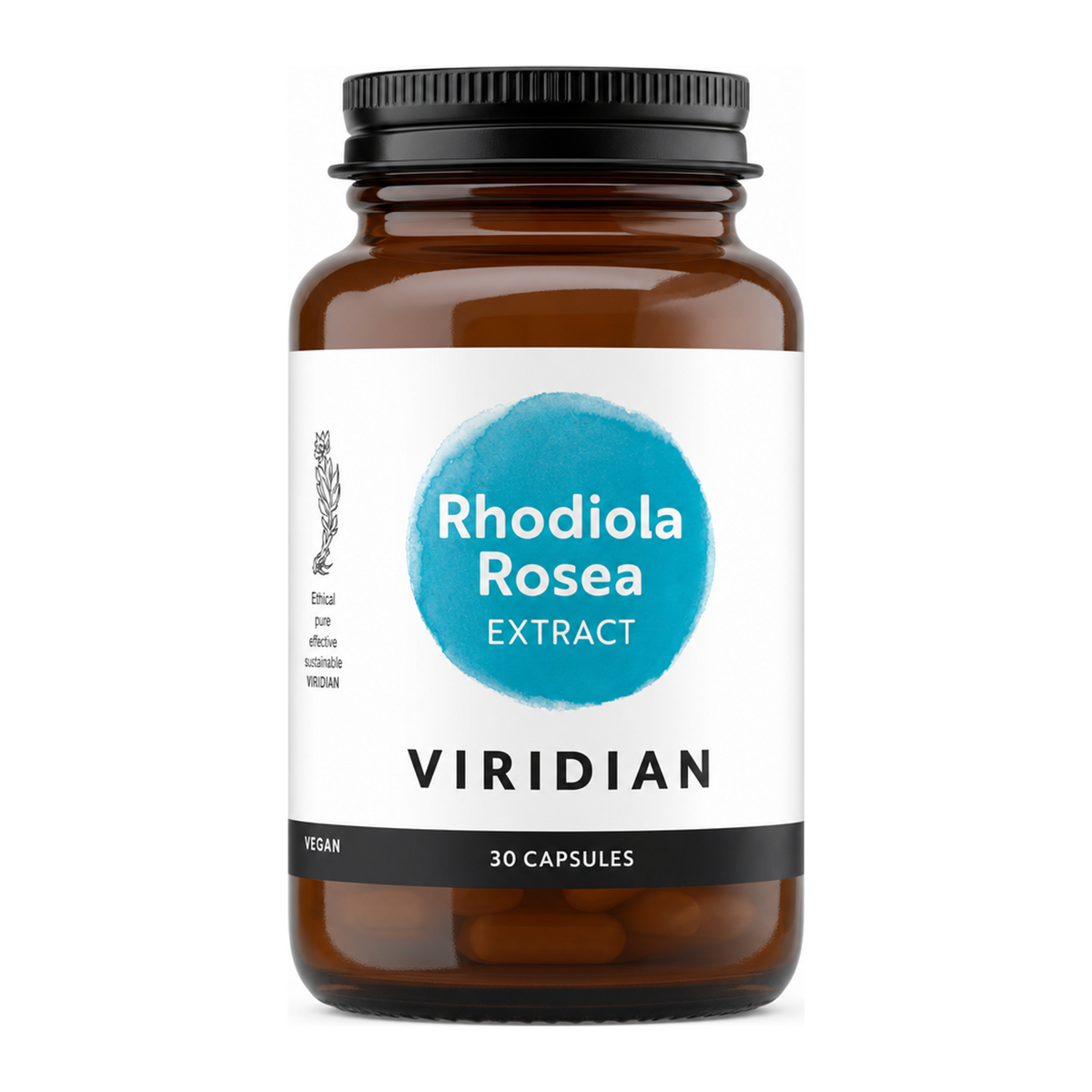 Viridian Rhodiola Rosea Root Extract by Viridian Natural Remedies — front view showing product label and branding, studio product photo on white background