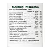 Natures Plus Sustained Release Mega-Stress by NaturesPlus Natural Remedies — nutrition facts side panel, studio product photo on white background
