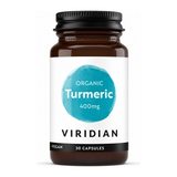 Viridian Organic Turmeric 400mg by Viridian Natural Remedies — front view showing product label and branding, studio product photo on white background