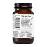 Viridian Organic Turmeric 400mg by Viridian Natural Remedies — back view showing ingredients and product details, studio product photo on white background