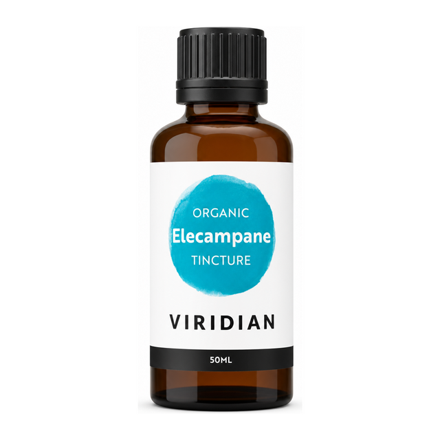 Viridian Organic Elecampane Tincture by Viridian Natural Remedies — front view showing product label and branding, studio product photo on white background