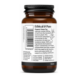 Viridian Organic Green Tea Leaf 500mg by Viridian Natural Remedies — back view showing ingredients and product details, studio product photo on white background