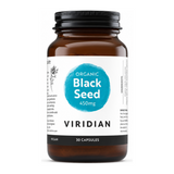 Viridian Organic Black Seed 450mg by Viridian Natural Remedies — front view showing product label and branding, studio product photo on white background