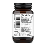 Viridian Organic Ginger Root 400mg by Viridian Natural Remedies — back view showing ingredients and product details, studio product photo on white background