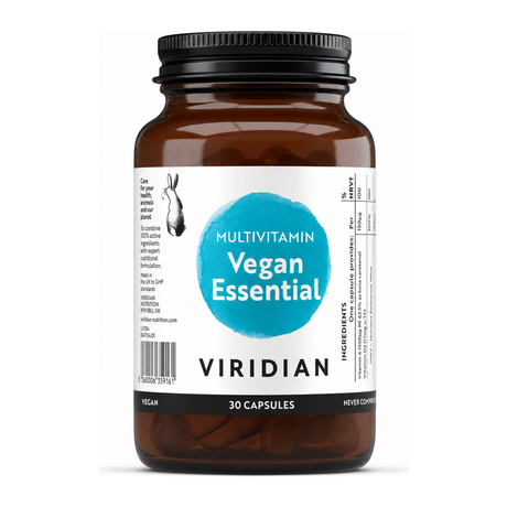 Viridian Essential Vegan Multivitamin by Viridian — front view showing product label and branding, studio product photo on white background