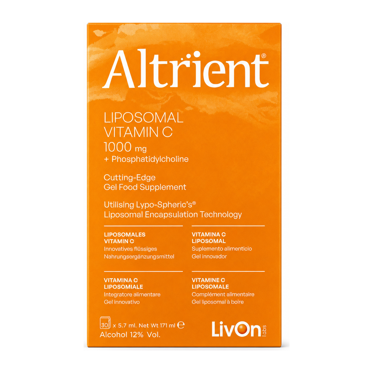 Altrient Liposomal Vitamin C by Altrient Natural Remedies — front view showing product label and branding, studio product photo on white background