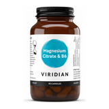Viridian Magnesium Citrate (100mg) w/ B6 (25mg) by Viridian Natural Remedies — front view showing product label and branding, studio product photo on white background