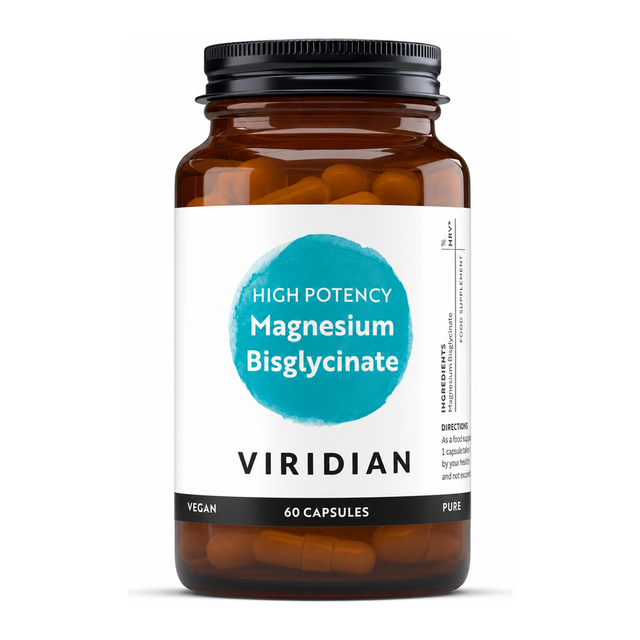 Viridian Magnesium Bisglycinate 60s by Viridian Natural Remedies — front view showing product label and branding, studio product photo on white background