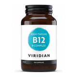 Viridian Nutrition HIGH TWELVE Vitamin B12 B complex by Viridian Natural Remedies — front view showing product label and branding, studio product photo on white background