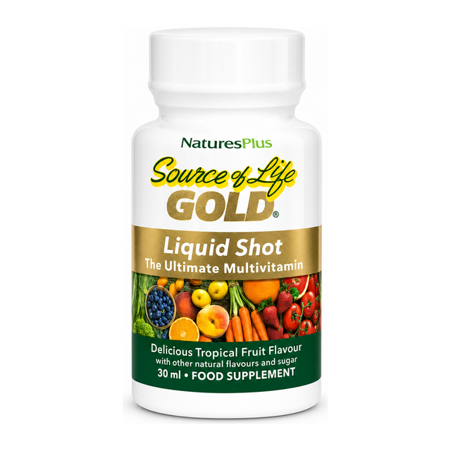 Natures Plus SOL Gold Multi Vitamin Liquid 30ml by NaturesPlus Vitamin & Mineral Supplements — front view showing product label and branding, studio product photo on white background