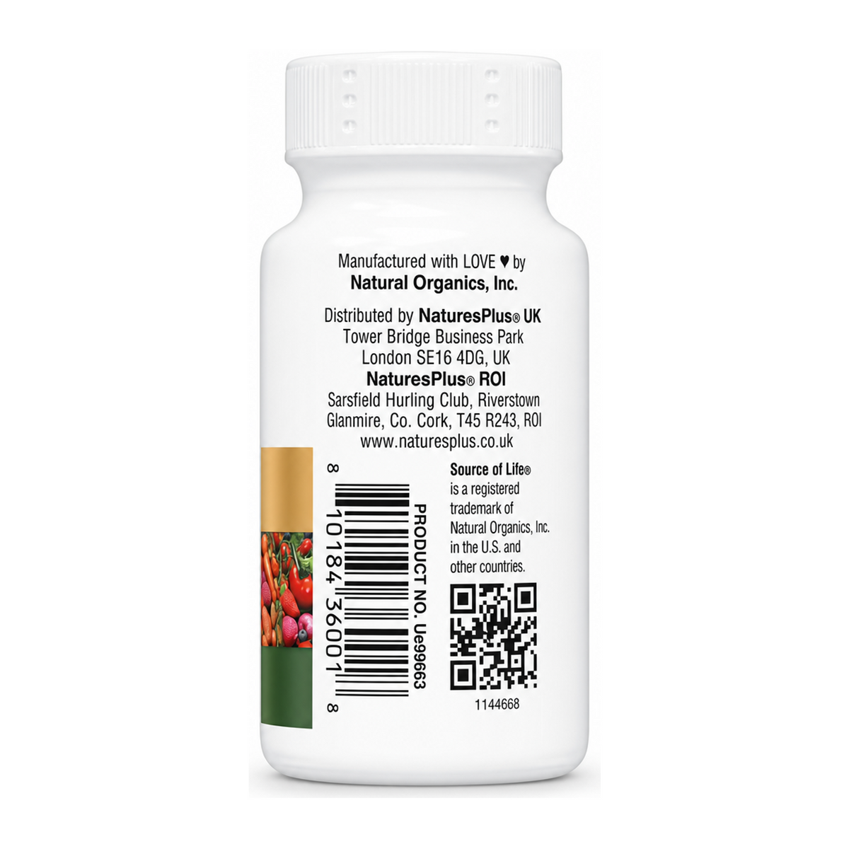 Natures Plus SOL Gold Multi Vitamin Liquid 30ml by NaturesPlus Vitamin & Mineral Supplements — back view showing ingredients and product details, studio product photo on white background