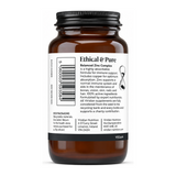 Viridian Balanced Zinc (15mg) Complex by Viridian Natural Remedies — back view showing ingredients and product details, studio product photo on white background