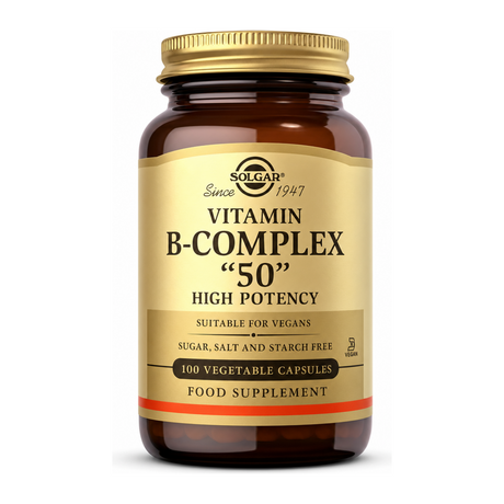 Solgar Formula Vitamin B-Complex 50 by Solgar Natural Remedies — front view showing product label and branding, studio product photo on white background