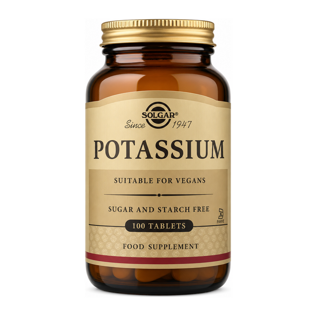 Solgar Potassium by Solgar Natural Remedies — front view showing product label and branding, studio product photo on white background
