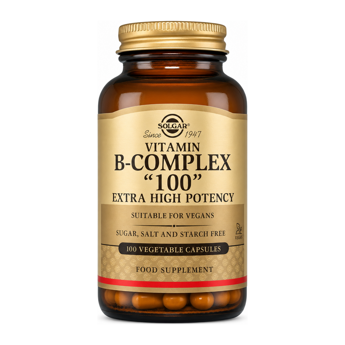 Solgar Formula Vitamin B-Complex 100 by Solgar Natural Remedies — front view showing product label and branding, studio product photo on white background