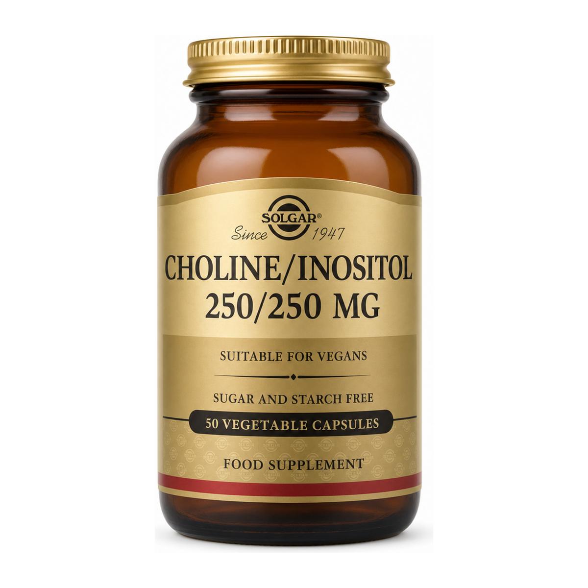Solgar Choline/Inositol 250/250 mg by Solgar Natural Remedies — front view showing product label and branding, studio product photo on white background