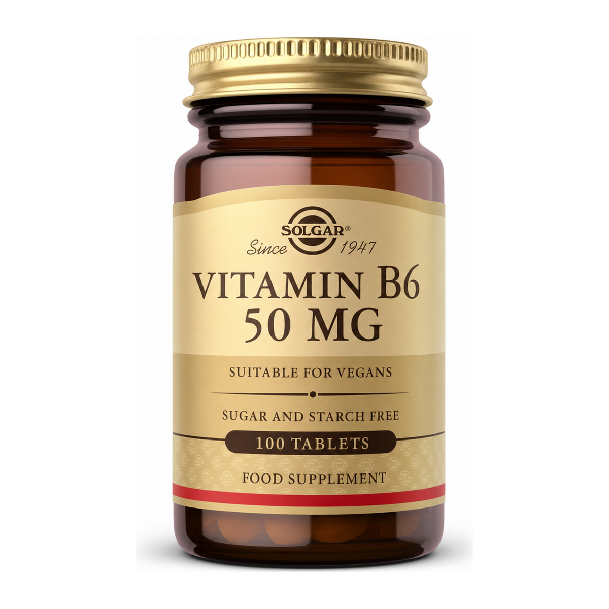 Solgar Vitamin B6 50 mg by Solgar Natural Remedies — front view showing product label and branding, studio product photo on white background