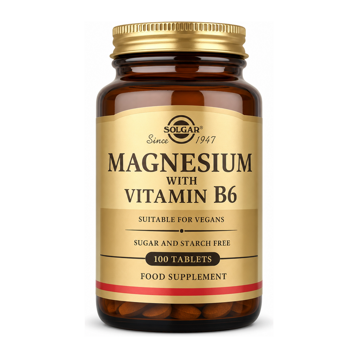 Solgar Magnesium with Vitamin B6 by Solgar Natural Remedies — front view showing product label and branding, studio product photo on white background