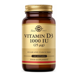 Solgar Vitamin D3 1000 IU (25 mcg) by Solgar Natural Remedies — front view showing product label and branding, studio product photo on white background