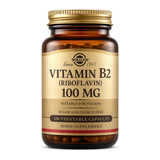 Solgar Vitamin B2 (Riboflavin) 100 mg by Solgar Natural Remedies — front view showing product label and branding, studio product photo on white background