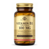 Solgar Vitamin B1 (Thiamin) 100 mg by Solgar Natural Remedies — front view showing product label and branding, studio product photo on white background
