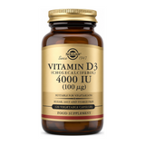 Solgar Vitamin D3 (Cholecalciferol) 4000 IU by Solgar Natural Remedies — front view showing product label and branding, studio product photo on white background