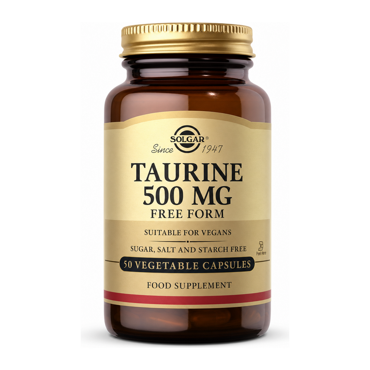 Solgar Taurine 500 mg by Solgar Natural Remedies — front view showing product label and branding, studio product photo on white background
