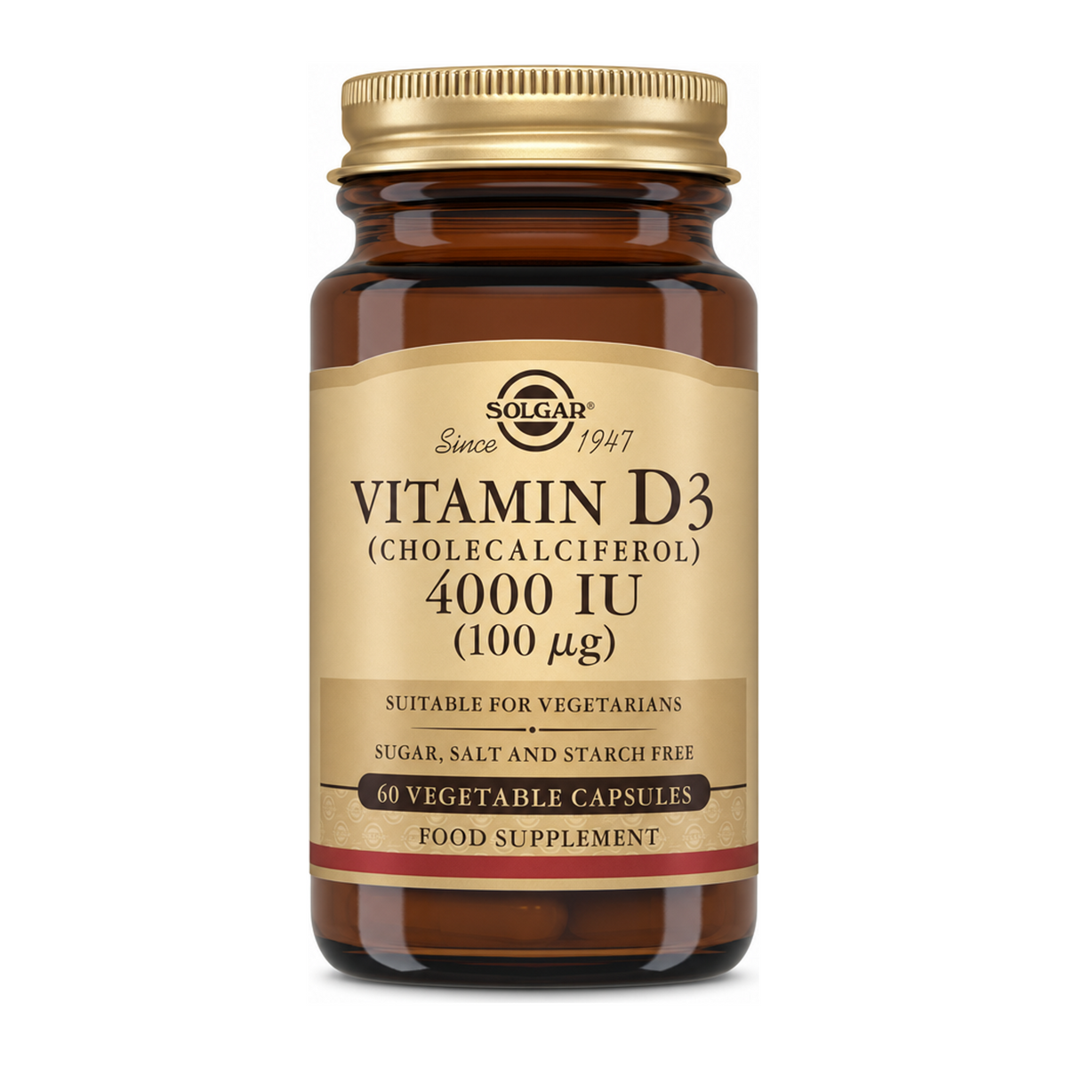 Solgar Vitamin D3 (Cholecalciferol) 4000 IU by Solgar Natural Remedies — front view showing product label and branding, studio product photo on white background