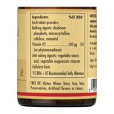 Solgar Vitamin K1 100 mcg Tablets by Solgar Natural Remedies — ingredients side panel, studio product photo on white background